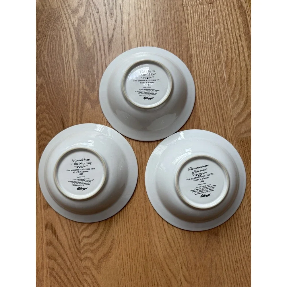 Vintage 1996 Kellogg's 90th Anniversary Cereal Bowls -‎ Set of 3 (#1, #2, #3)